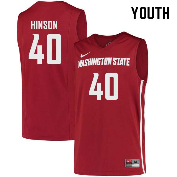Youth #40 Kwinton Hinson Washington State Cougars College Basketball Jerseys Sale-Crimson - Click Image to Close